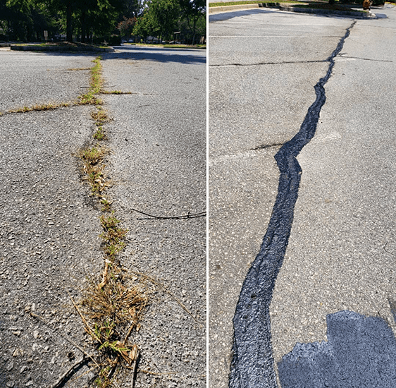 asphalt crack filling before after