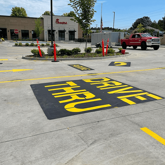 line striping parking lot signs